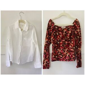 Girl Clothes Lot Of 2 Size S Copper Key White Blouse Speeches Floral Top School